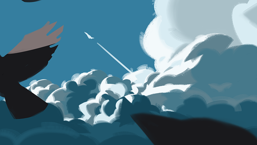 image of clouds and birds
